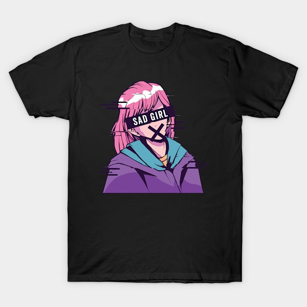 Sad Anime Girl T-Shirt by OnepixArt